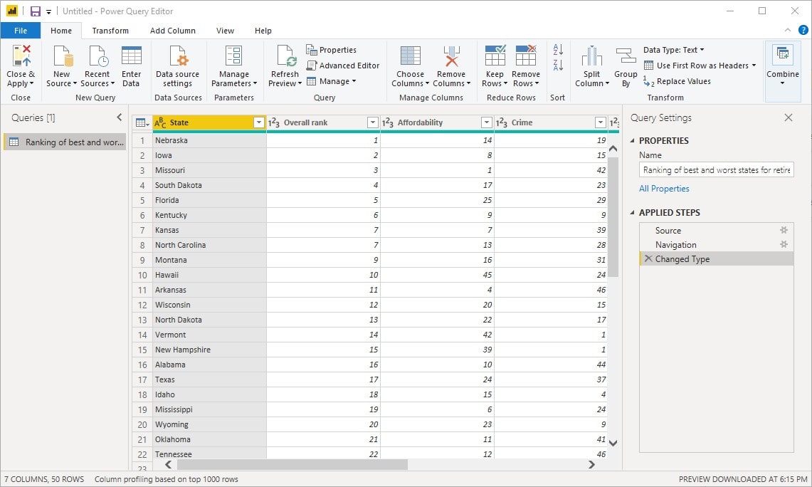 Query Settings Pane